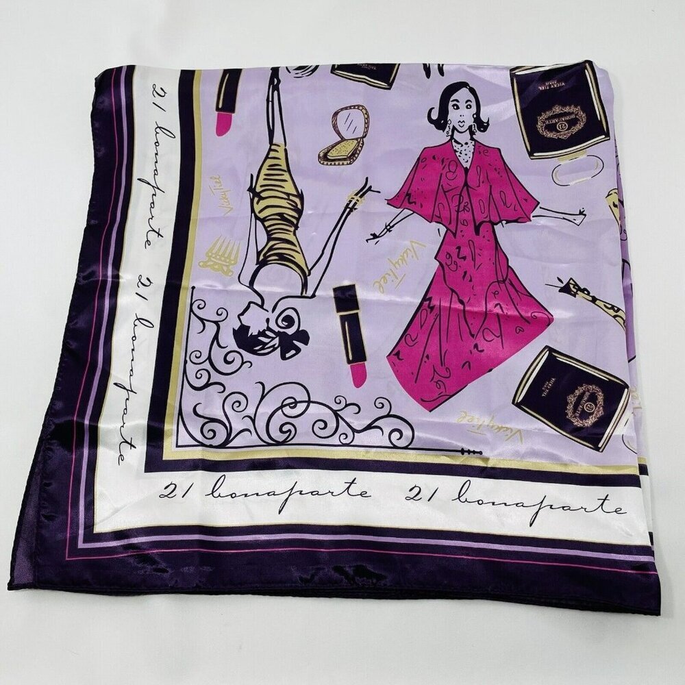 Vicky Tiel Paris 21 Bonaparte Scarf Wrap Shawl 35” Square Large Fashion France